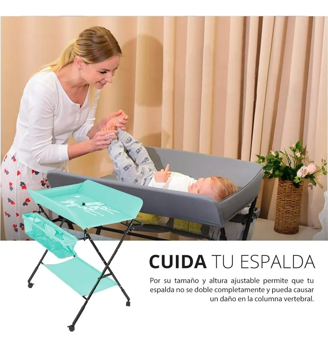Cambiador De Pañales Para Bebe Plegable Portatil Ligero