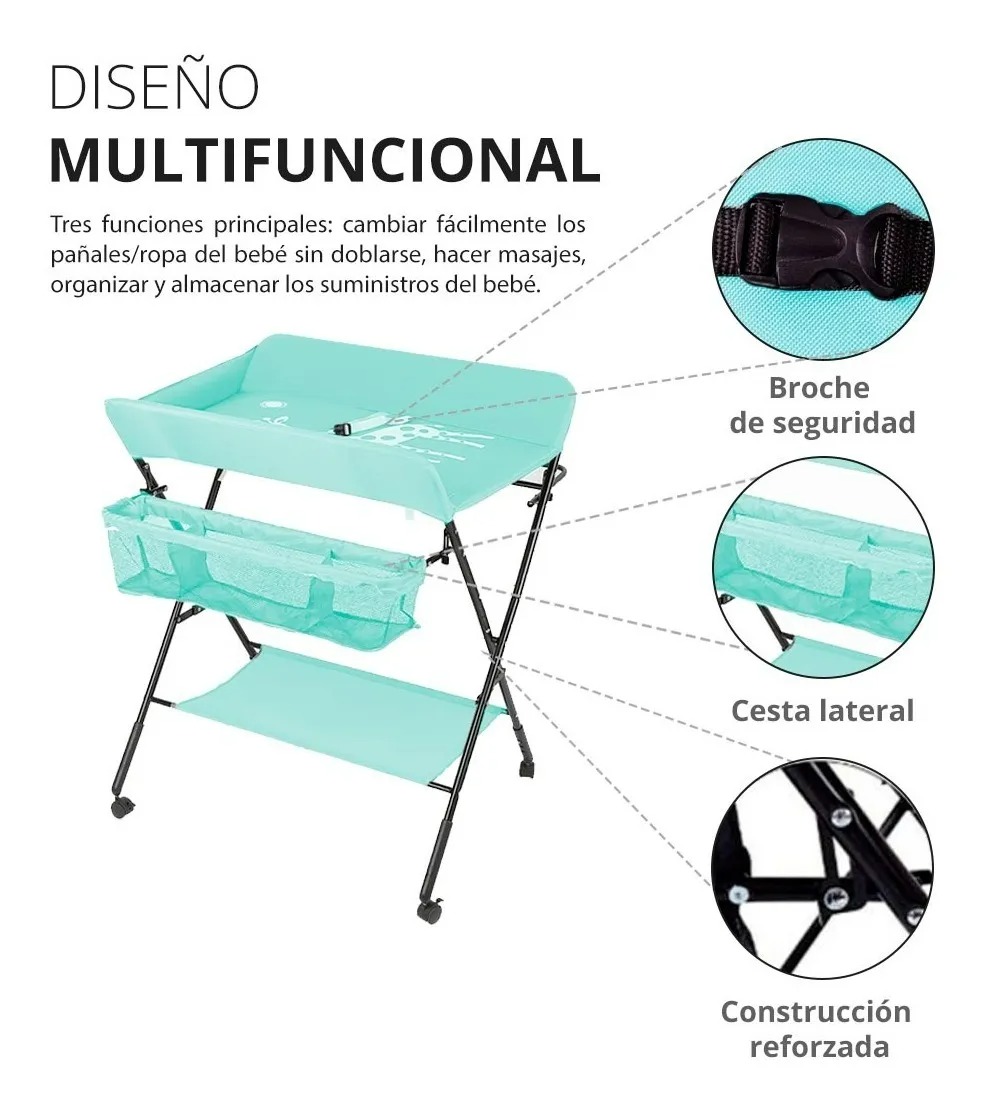Cambiador De Pañales Para Bebe Plegable Portatil Ligero