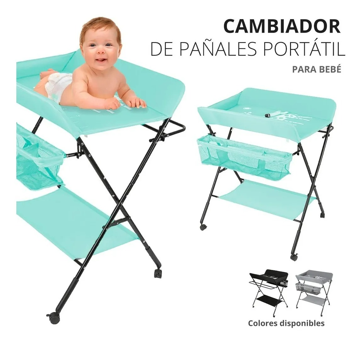 Cambiador De Pañales Para Bebe Plegable Portatil Ligero