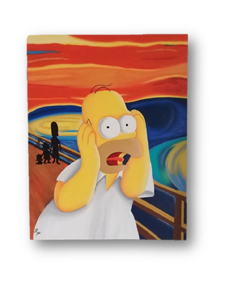 Cuadro decorativo pintado a mano Galería Oneris EL GRITO HOMERO SIMPSON 100x80