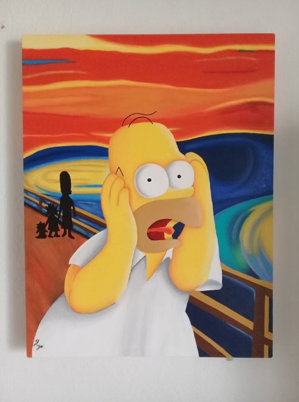 Cuadro decorativo pintado a mano Galería Oneris EL GRITO HOMERO SIMPSON 100x80
