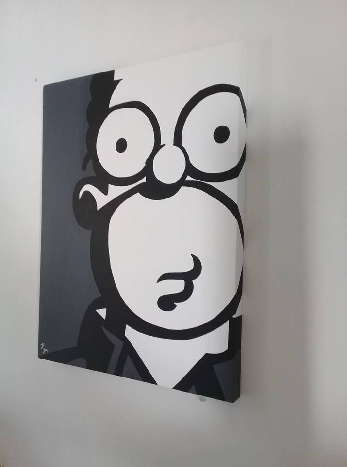 Cuadro decorativo pintado a mano Galería Oneris HOMERO SIMPSON 2 100x80