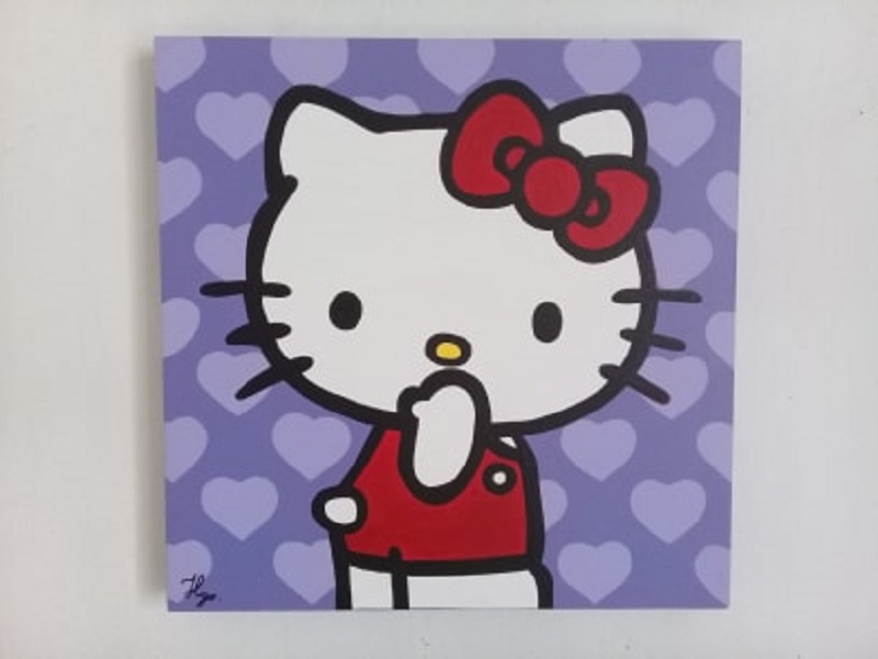 Cuadro decorativo pintado a mano Galería Oneris  HELLO KITTY DIPTICO 40x40