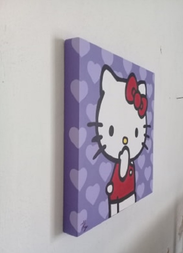 Cuadro decorativo pintado a mano Galería Oneris  HELLO KITTY DIPTICO 40x40