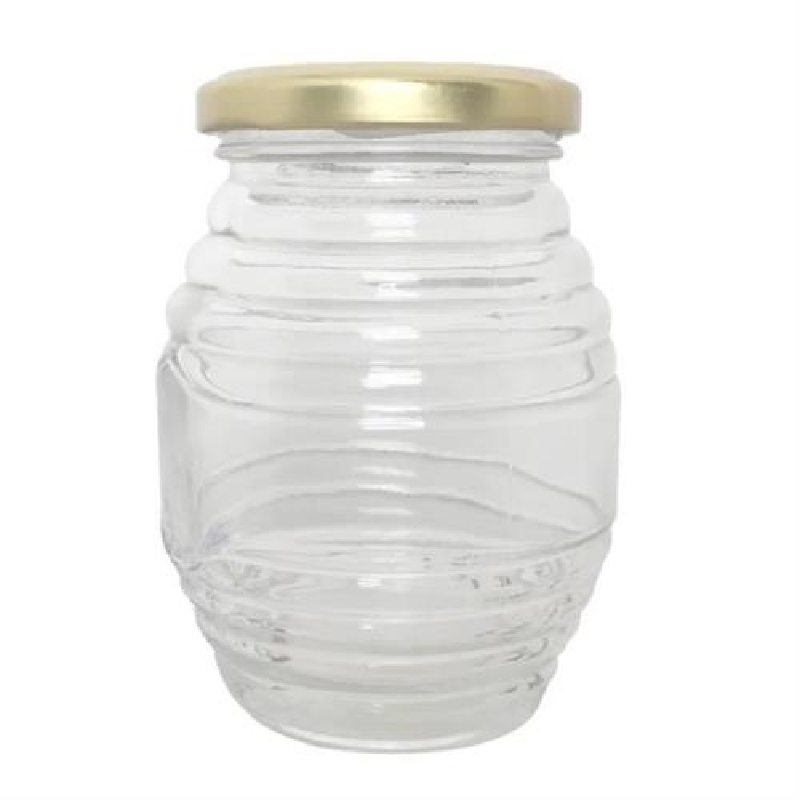 PAQUETE, 5 piezas, Frasco Barrilito Vidrio 350 ml C Tapa 3402