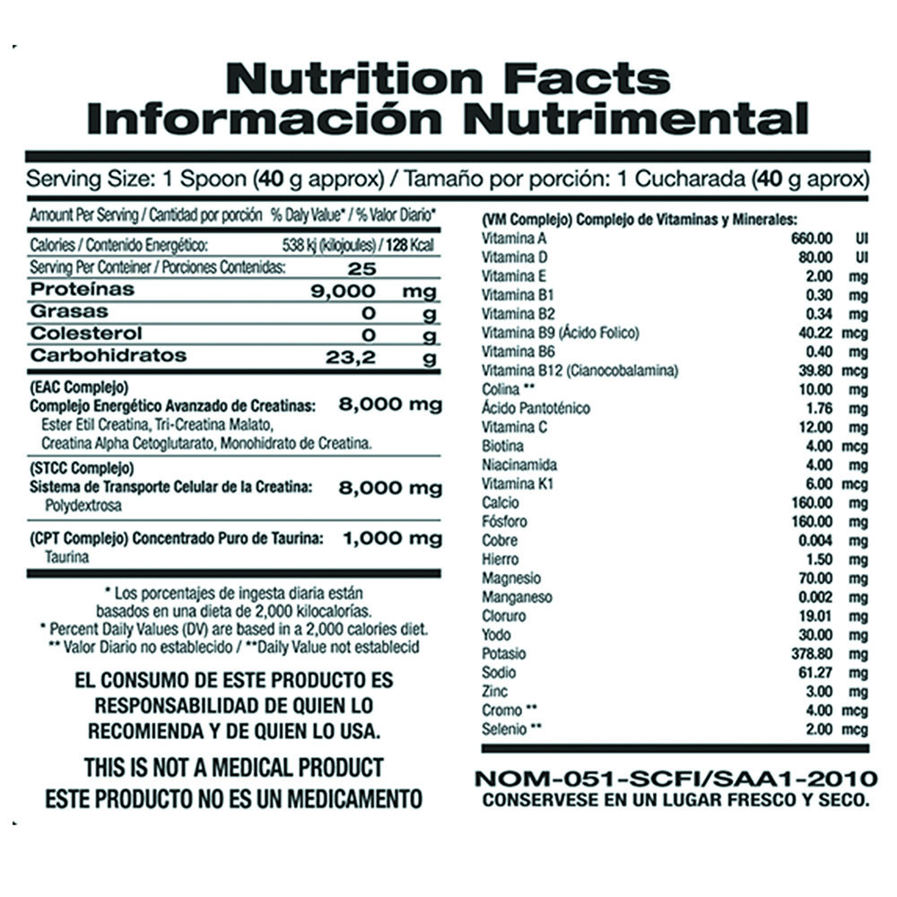 Mega Creatine 1,000 Gr: Creatina Sabor Uva Fnt 1kg