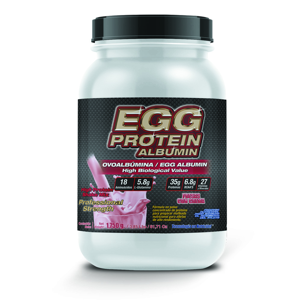 Egg Protein 1,750 Gr : Ovoalbúmina Clara De Huevo Sabor Fresas con crema F&nt
