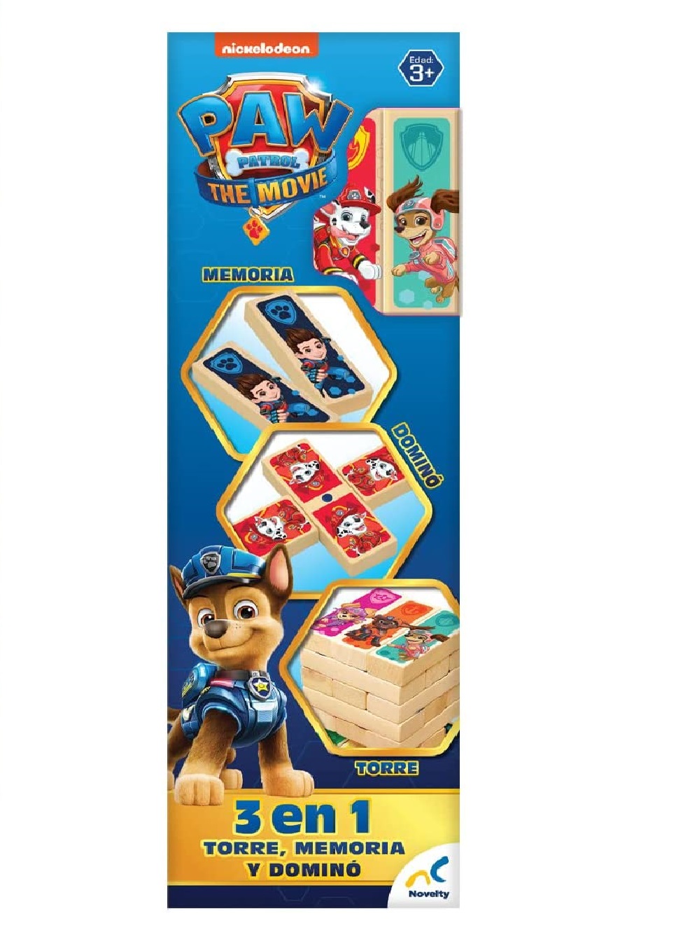 Torre de madera Paw Patrol 3 en 1 Memoria & Domino - Novelty 