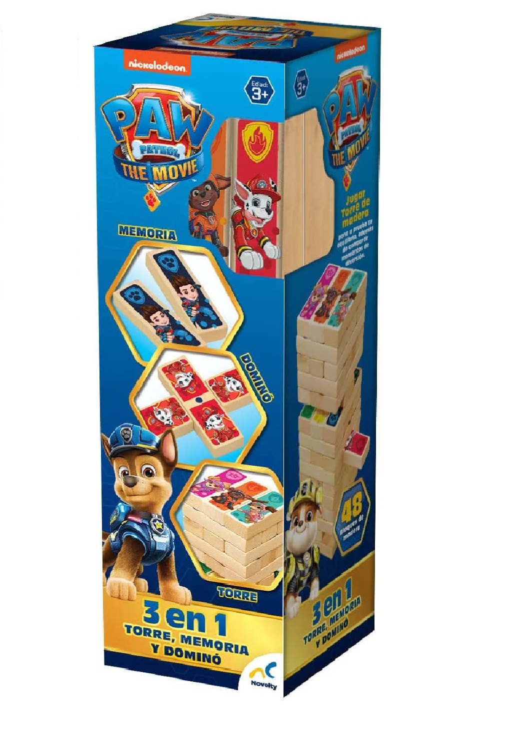 Torre de madera Paw Patrol 3 en 1 Memoria & Domino - Novelty 