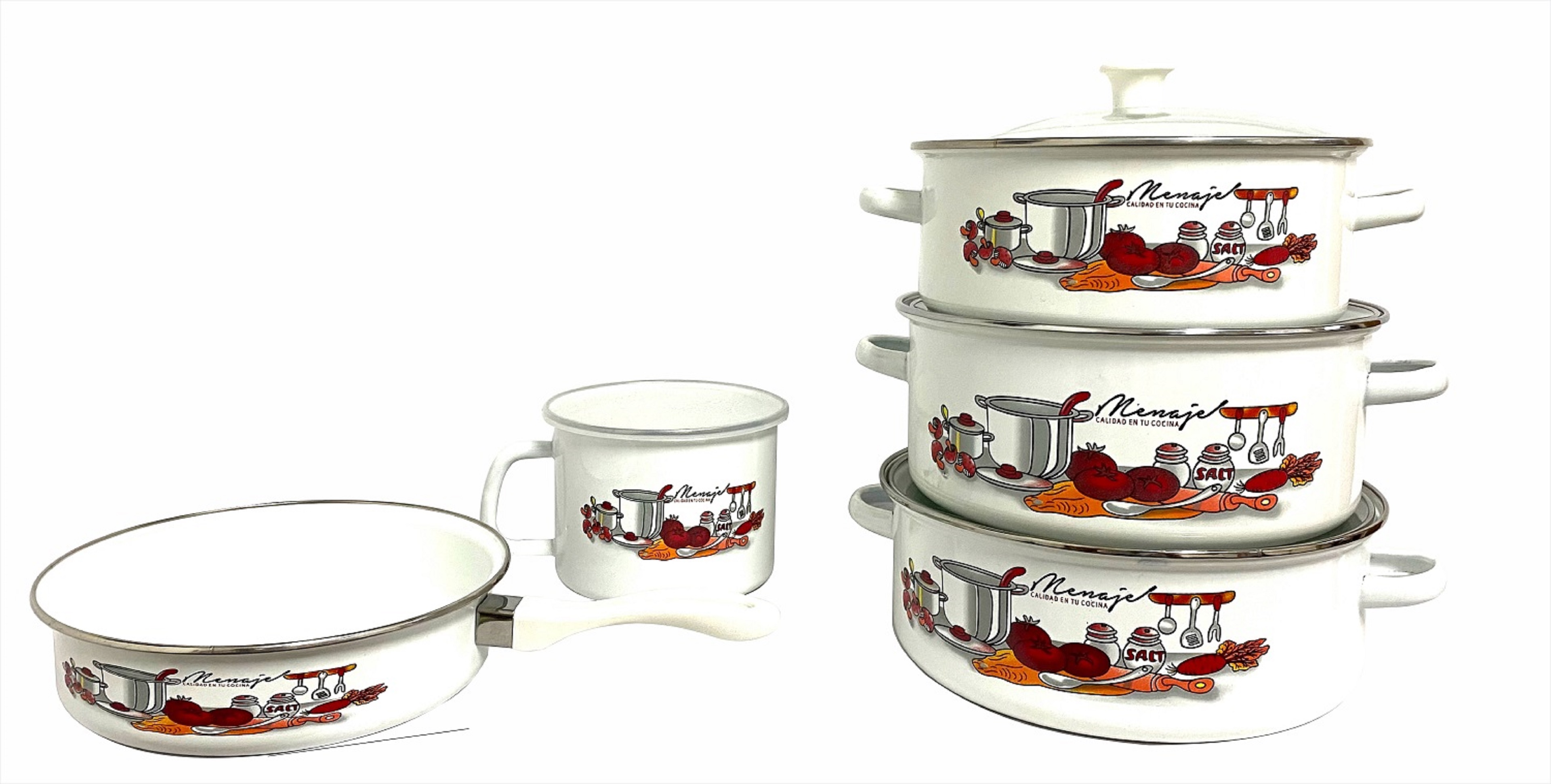 Batería De Cocina 10 Piezas Acero Porcelanizado