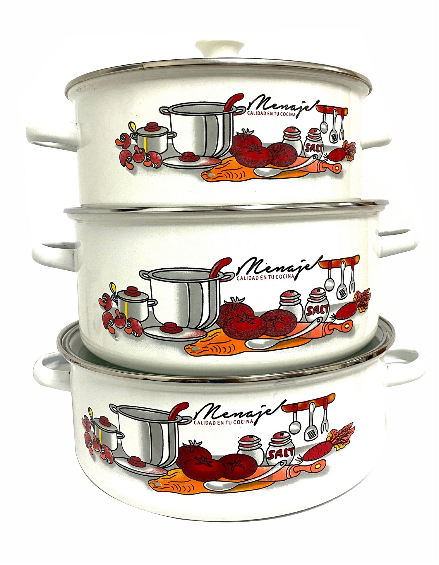 Batería De Cocina 10 Piezas Acero Porcelanizado