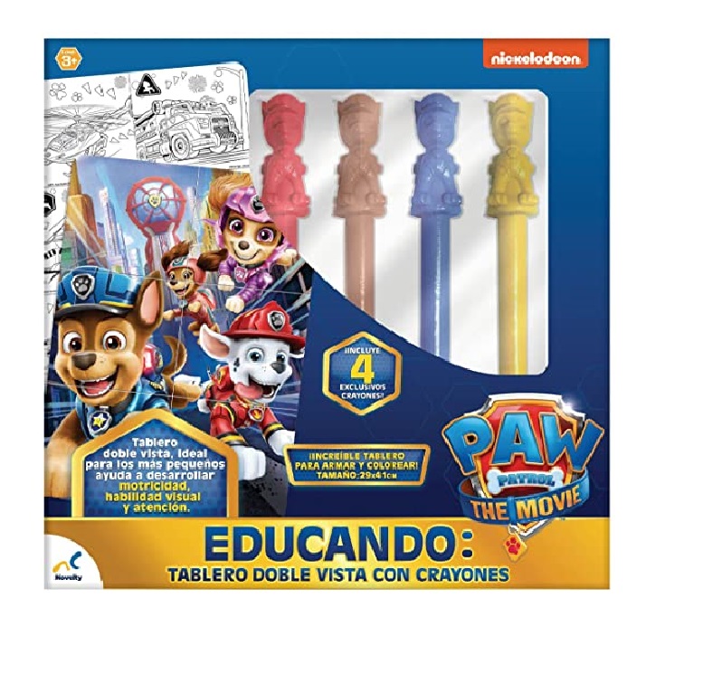 Educando: Tablero Doble Vista con Cayones Paw Patrol -Edicion especial, Crayones especiales- Novelty