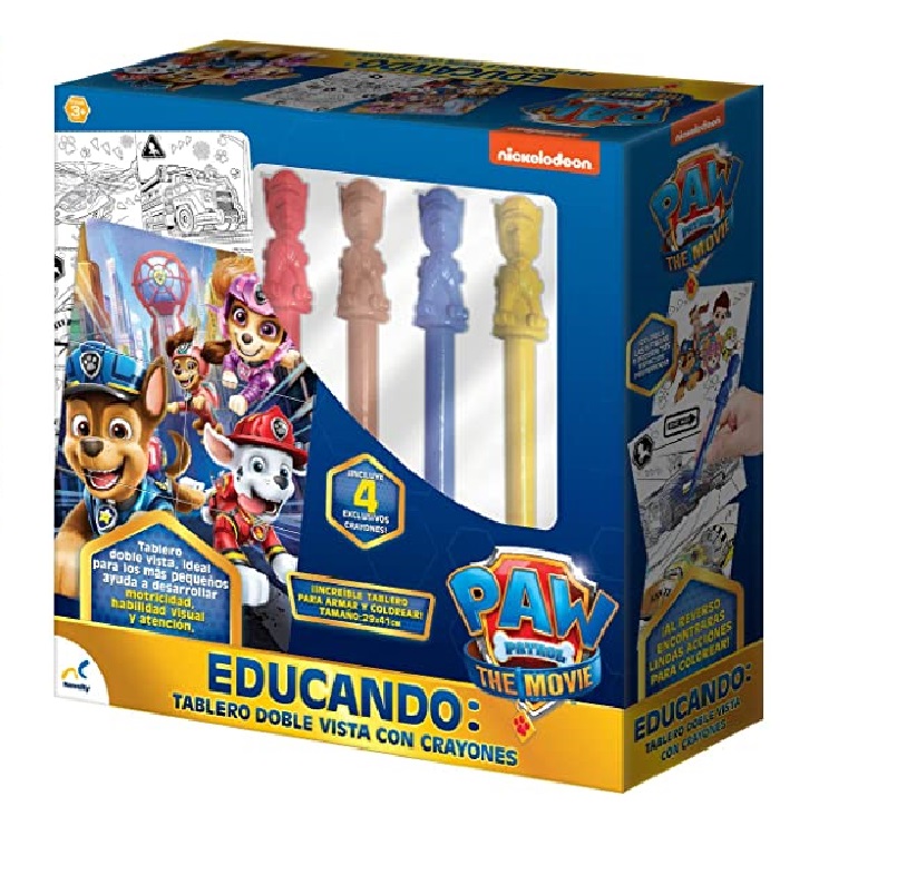 Educando: Tablero Doble Vista con Cayones Paw Patrol -Edicion especial, Crayones especiales- Novelty