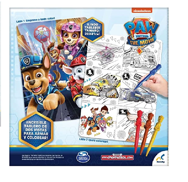 Educando: Tablero Doble Vista con Cayones Paw Patrol -Edicion especial, Crayones especiales- Novelty