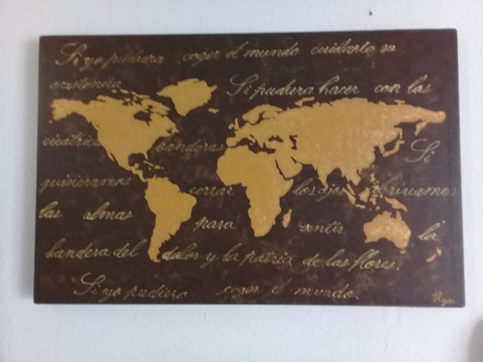 Cuadro decorativo pintado a mano Galería Oneris MAPA DEL MUNDO (MAPAMUNDI 2) 70x45