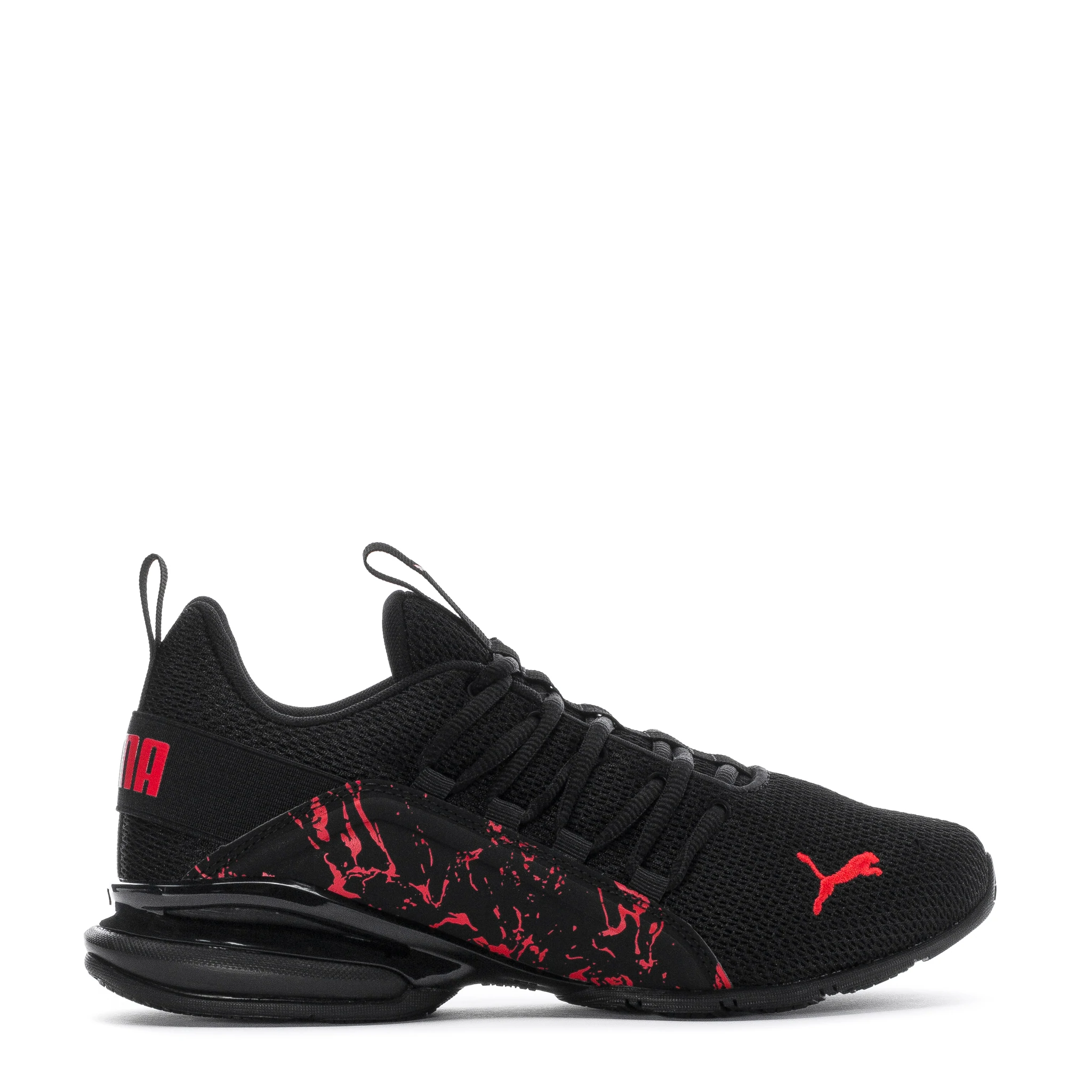 Tenis Puma Axelion City Escape Negro Rojo de Niños