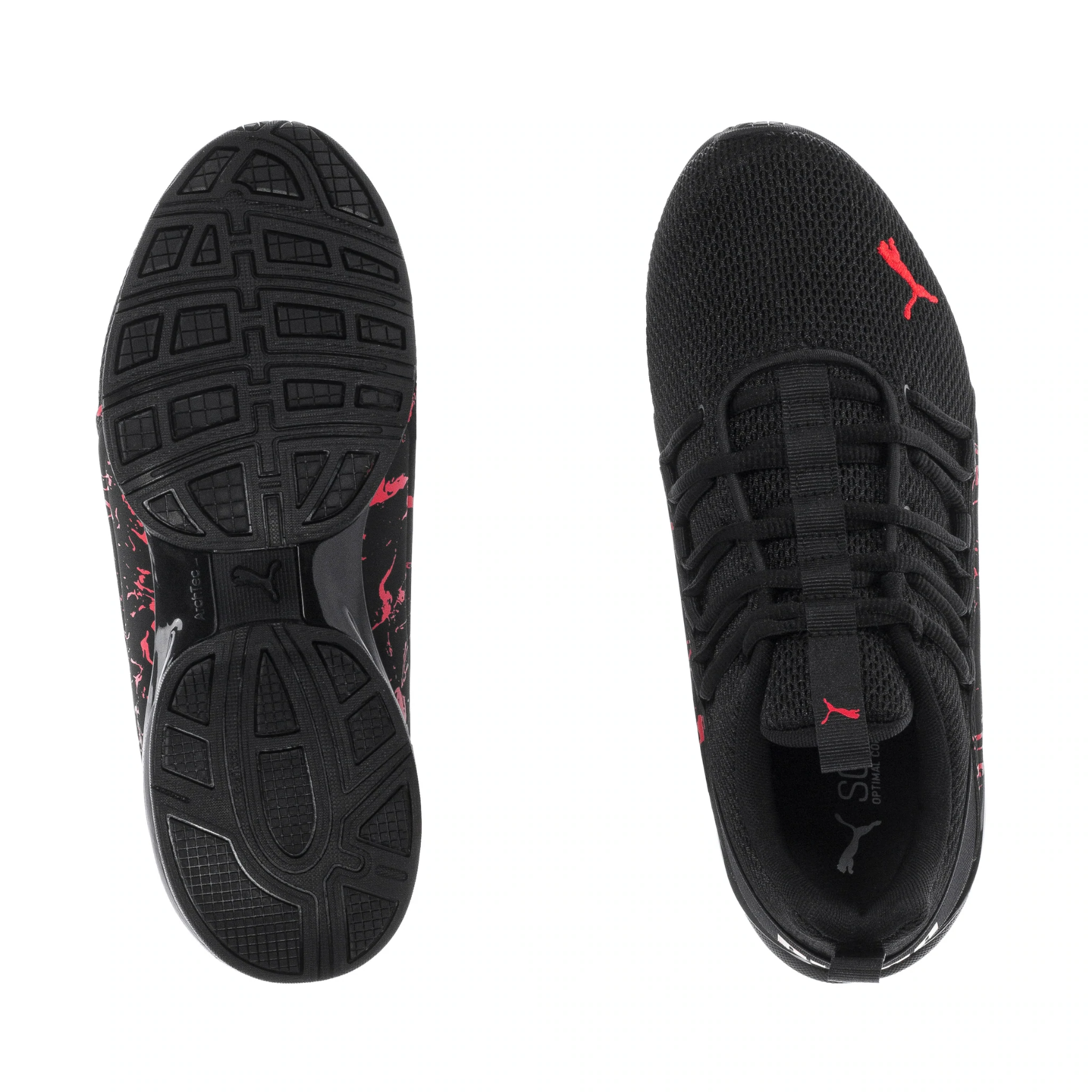 Tenis Puma Axelion City Escape Negro Rojo de Niños