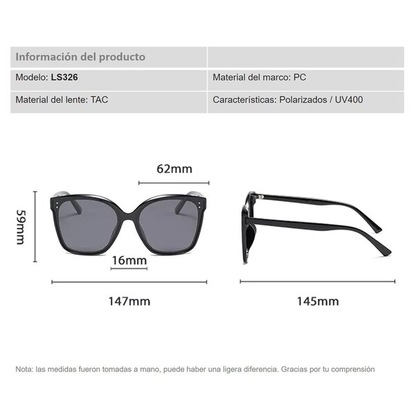 Lentes de Sol Para Mujer Cossati LS326 Polarizados Con Protección UV400