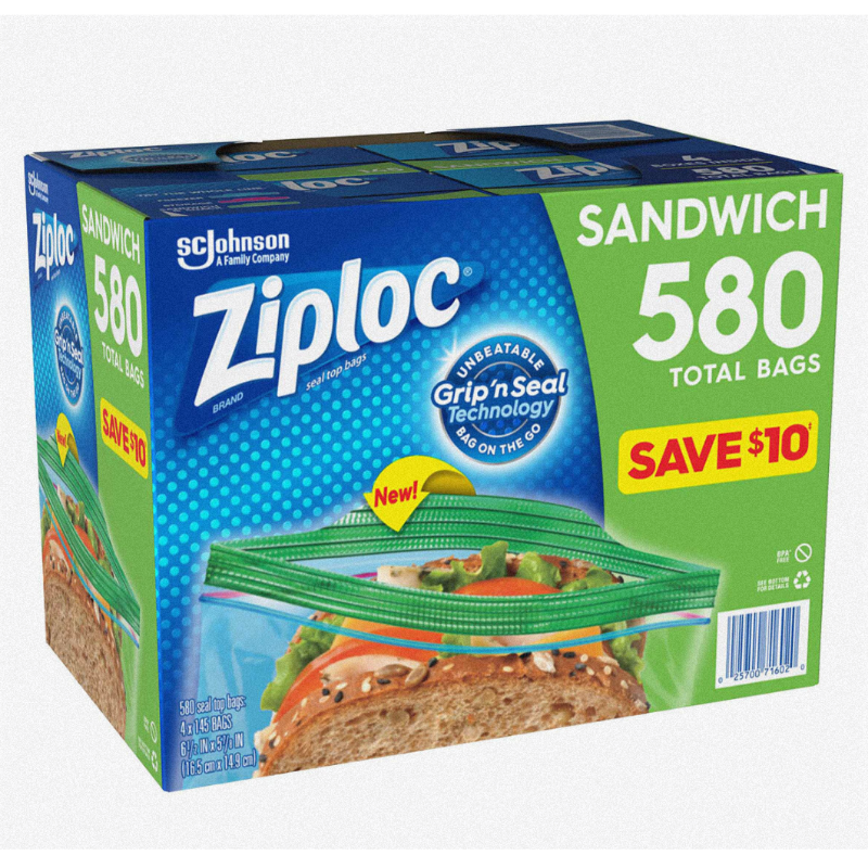 Ziploc Bolsas para Sandwich Reutilizables 580 pzas