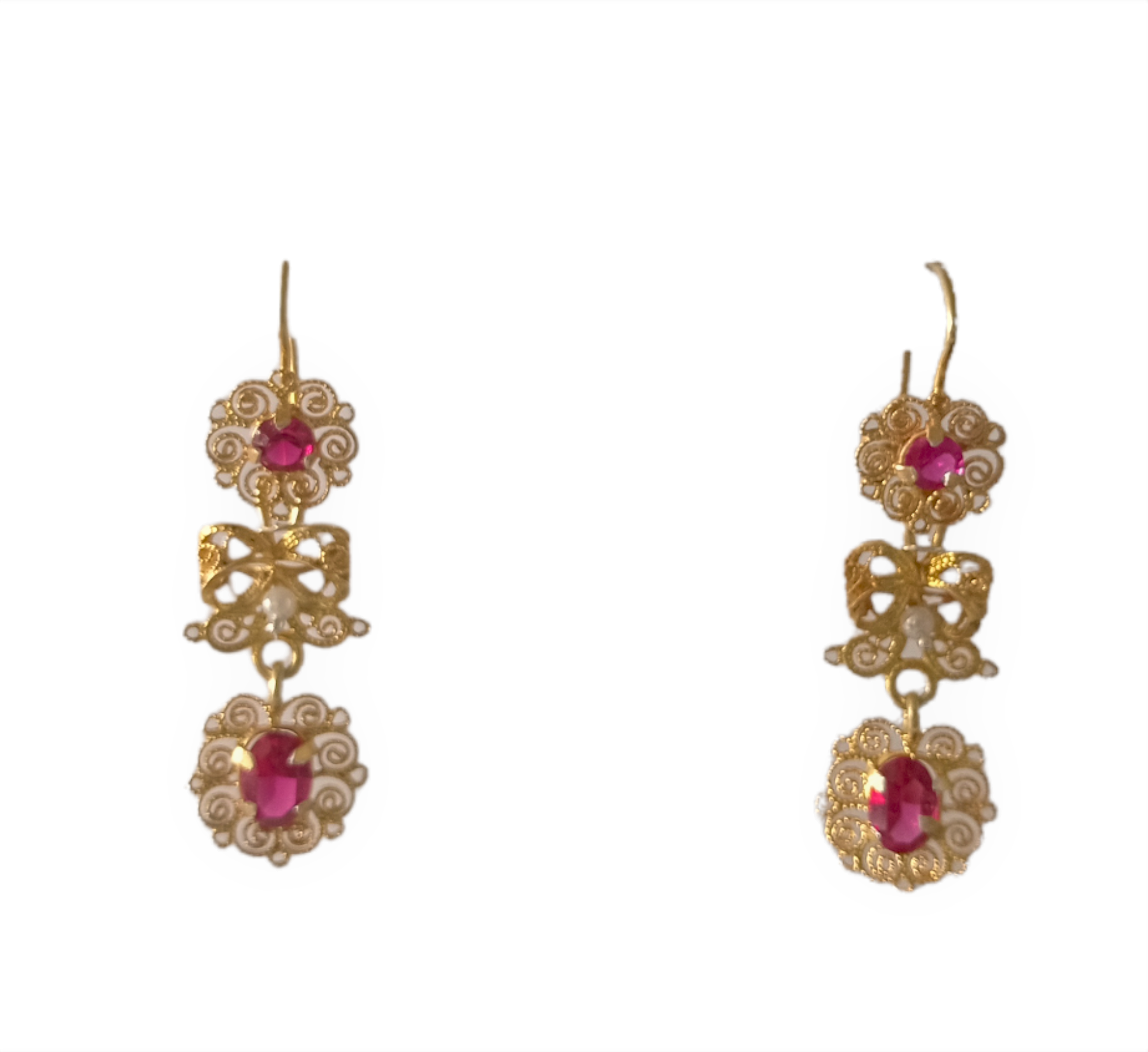 Pendientes de Filigrana Mexicana en plata dorada