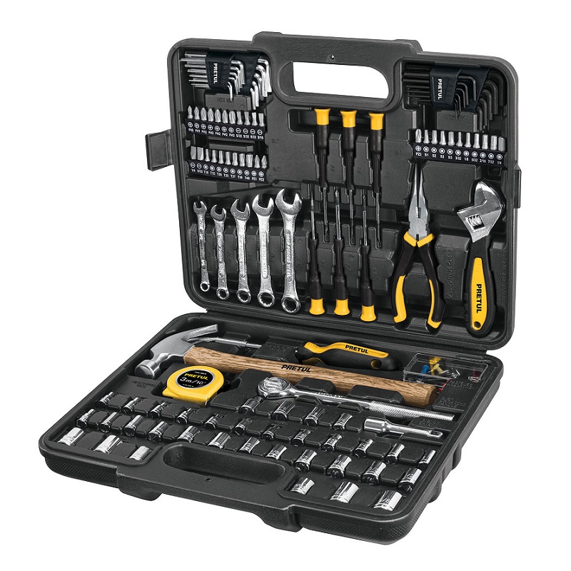 Set de Herramientas Pretul SET-109 Tool Set Autocle con Laves Combinadas dados Perico Martillo Desarmador