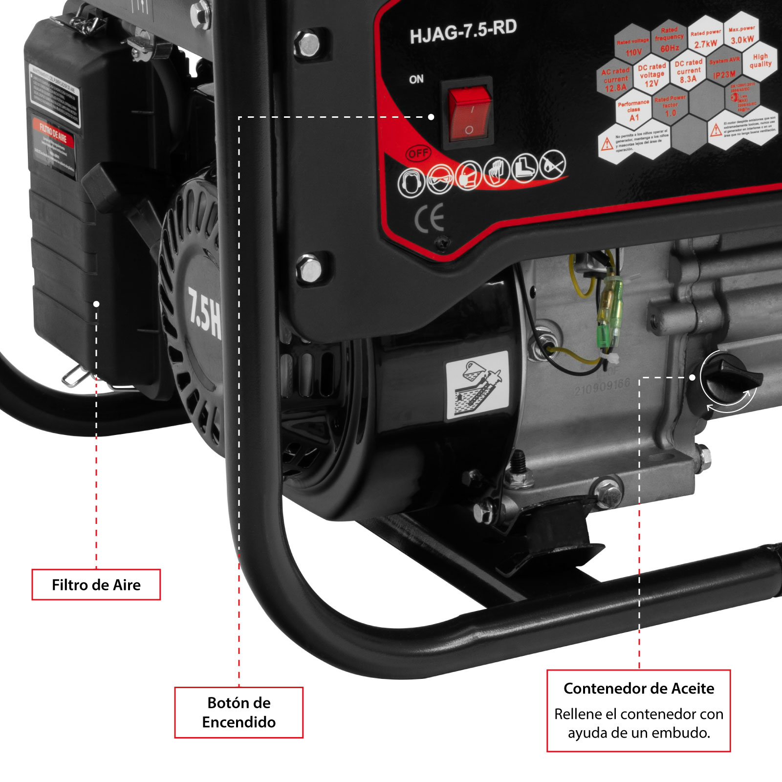 Generador Electrico a Gasolina Planta Luz Movil 7.5HP 3000W