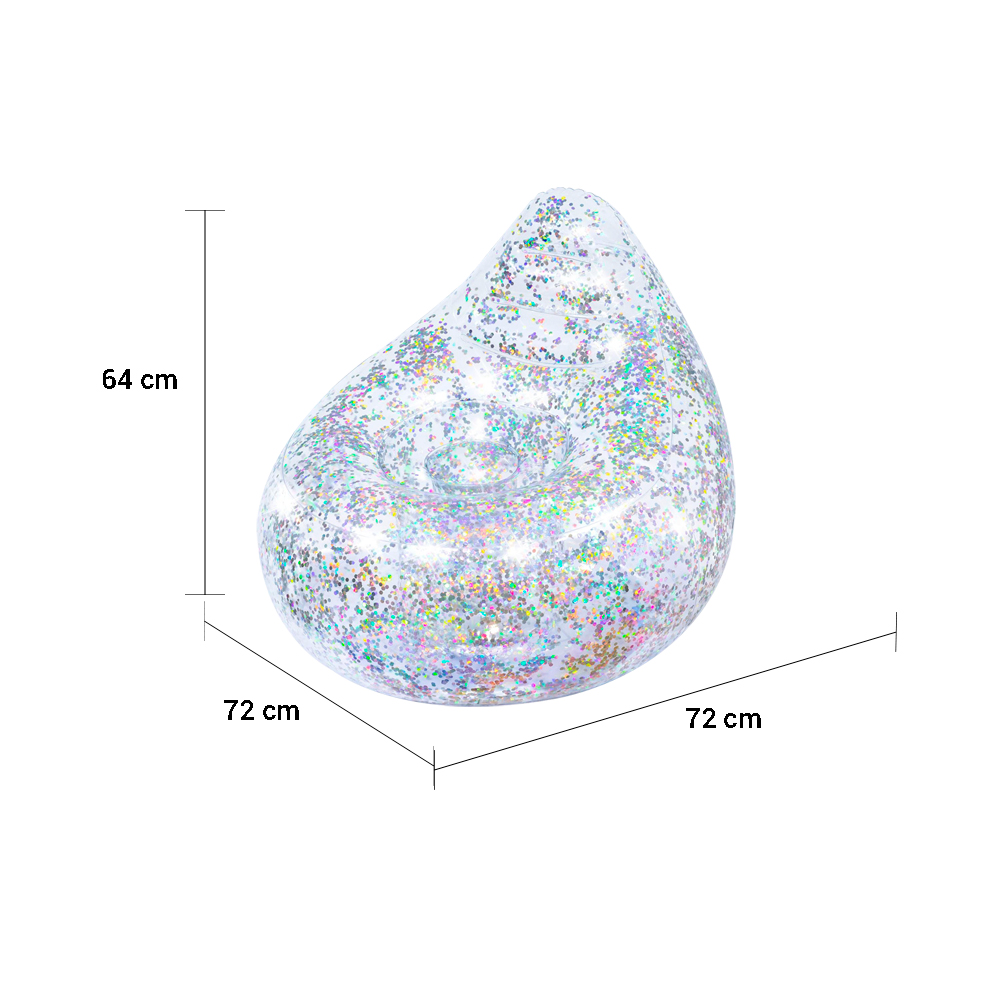 Sillón Puff Sofá Inflable Infantil Glitter Dream Plata Transparente