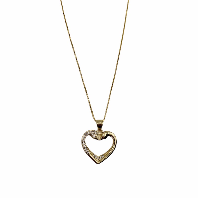 Collar Amor- Cadena y Dije Corazón- Baño de Oro 18K-Dorado