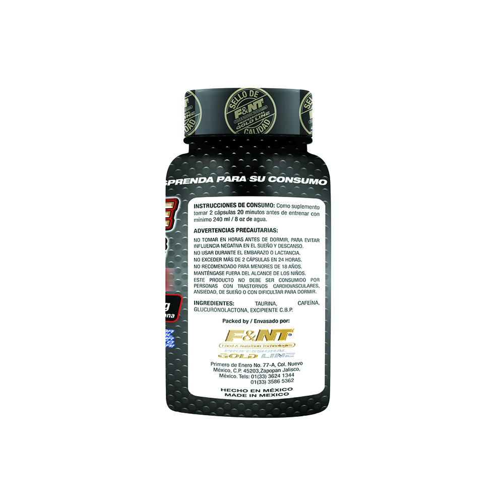 Taurine Caffeine & Glucoronolactone 100 Caps Taurina Cafeina F&nt