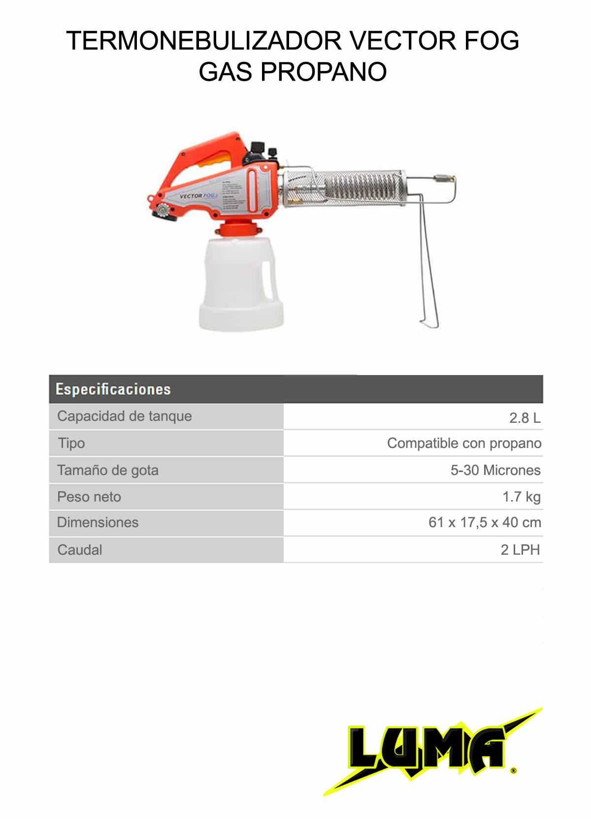 TERMONEBULIZADOR  GAS PROPANO 2.8L VECTOR FOG