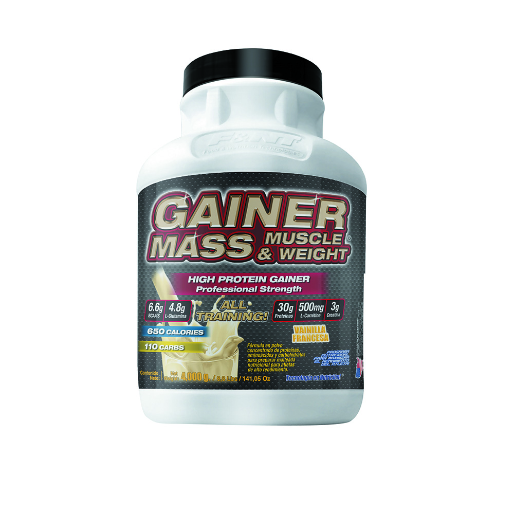 Gainer Mass Muscle & Weight 4,000 Gr Proteina Y Carbohidratos Sabor Vainilla francesa F&nt