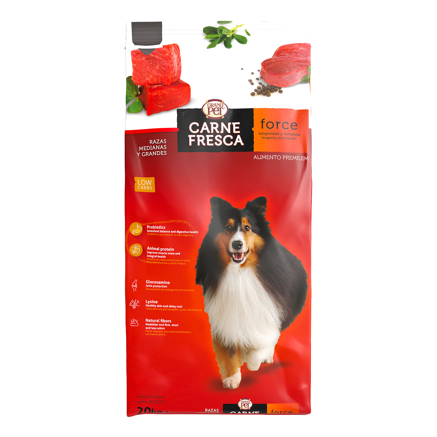 Alimento Perro Adulto Razas Medianas Y Grandes Grand Pet Carne Fresca 20Kg