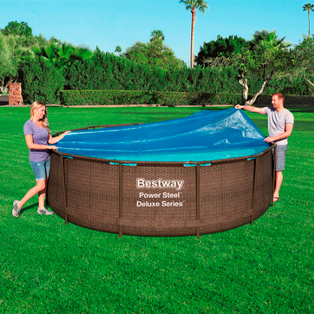Cubierta Cobertor Solar Para Alberca Piscina Redonda Azul De Burbuja 3.65 M Bestway
