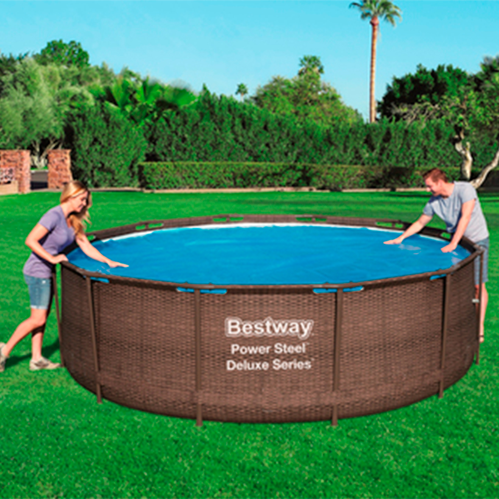 Cubierta Cobertor Solar Para Alberca Piscina Redonda Azul De Burbuja 3.65 M Bestway