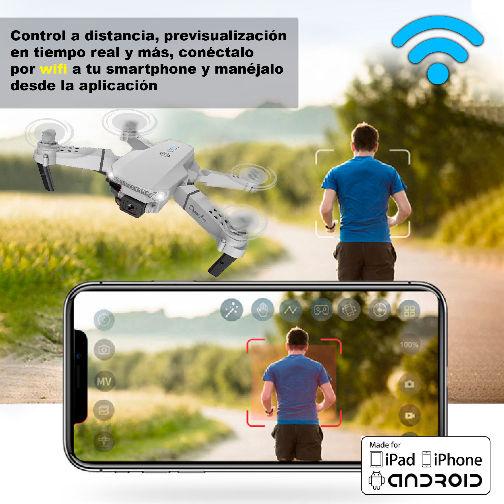 Drone VAK K1 Doble Camara 4K Wifi control 360 6 ejes foto y video 