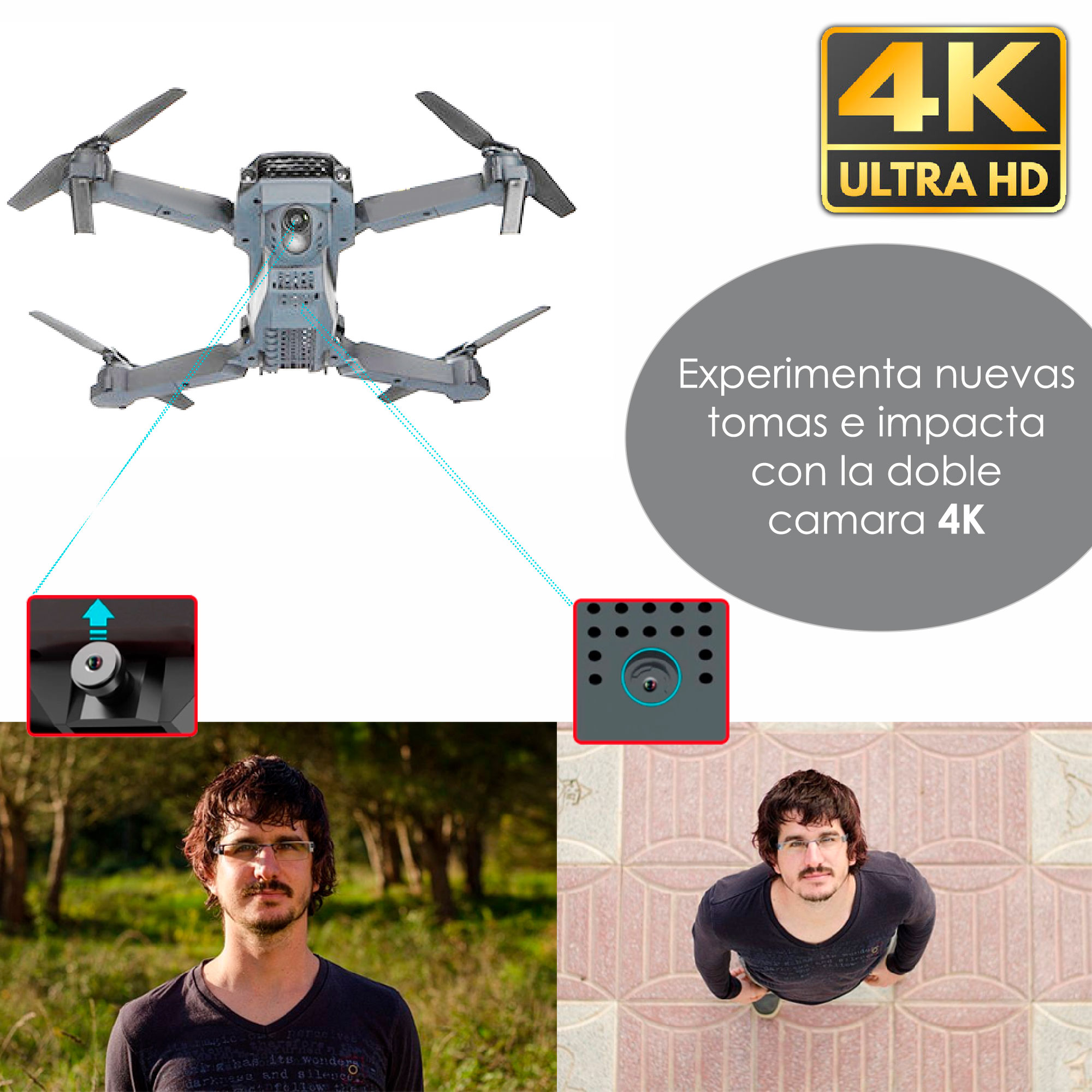 Drone VAK K1 Doble Camara 4K Wifi control 360 6 ejes foto y video 