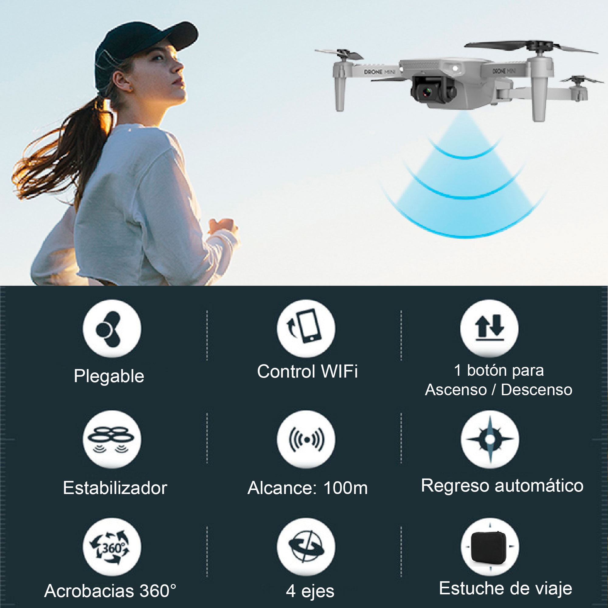 Drone VAK K1 Doble Camara 4K Wifi control 360 6 ejes foto y video 