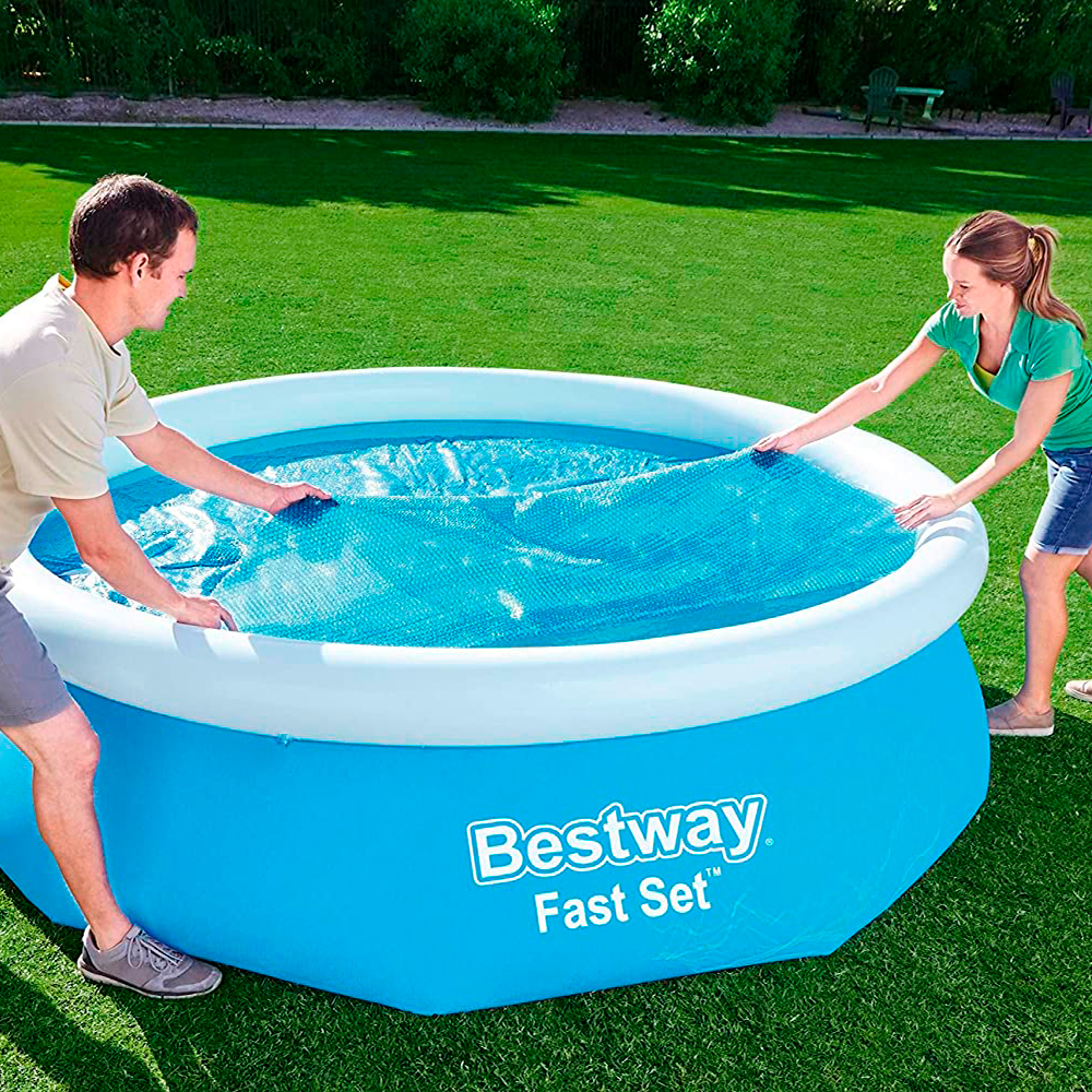 Cubierta Cobertor Solar Para Alberca Piscina Redonda Azul De Burbuja 3.05 M Bestway