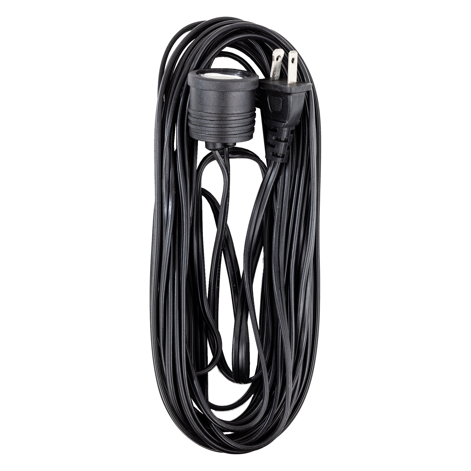 Paquete de 3 Extensiones Eléctricas con Portalámpara, de Color Negro, de 8 Metros. Clavija de 1.31 mm, 127 V, 60 Hz, 13 Amps