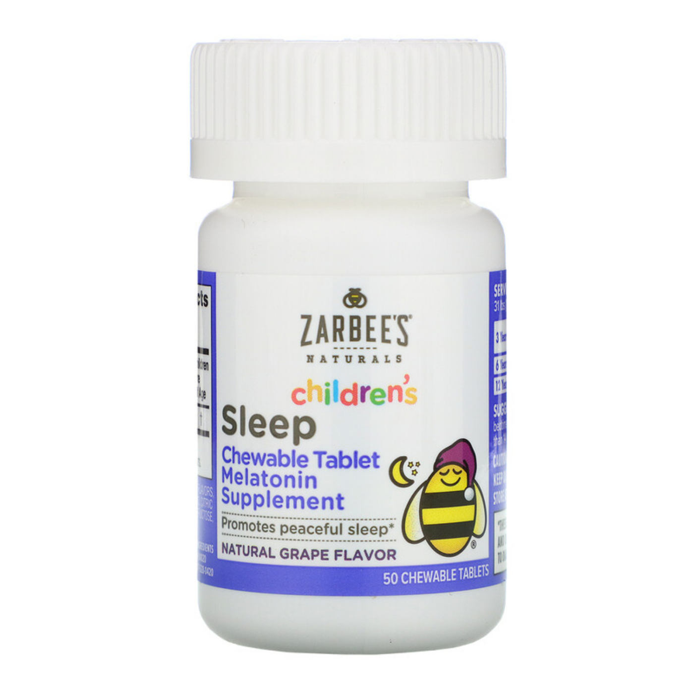 Zarbee's Naturals Children's, Sleep 50 Chewable Tablet With Melatonin Natural Sueño Descanso Relajante Niñas Niños