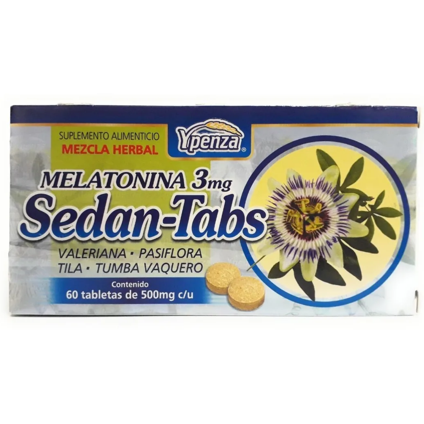 Sedan-Tabs Melatonina Suplemento Alimenticio 3 mg 60 Tabletas  500 mg c/u Suplemento Alimenticio Melatonin Relajante Sueño Descanso