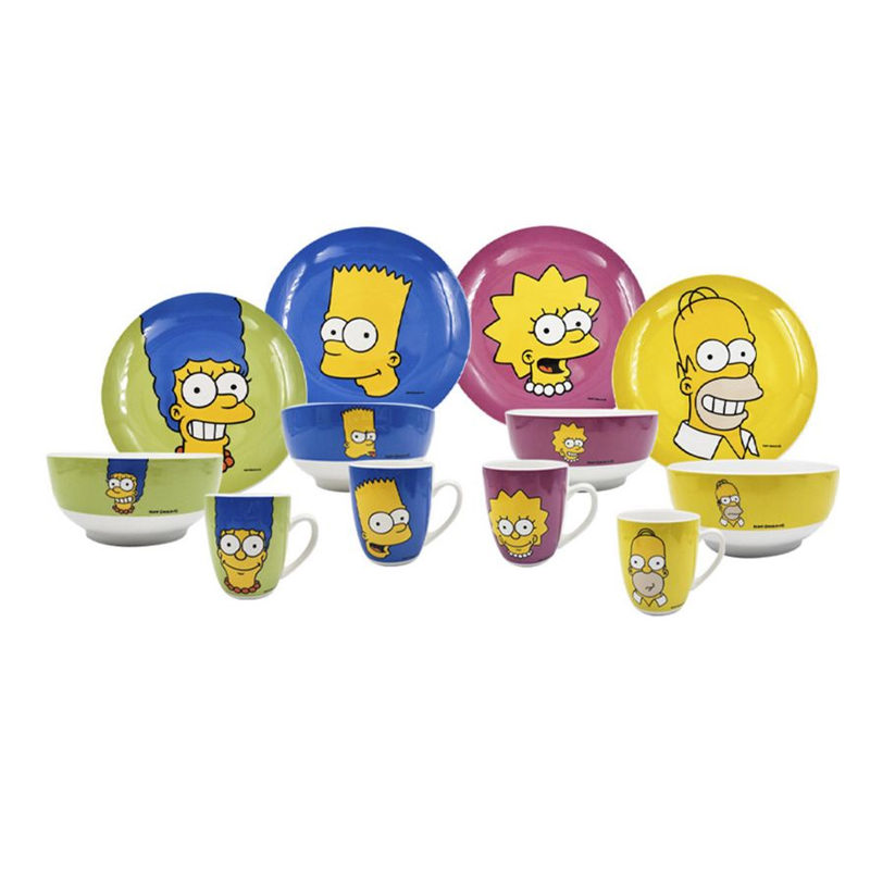 Vajilla De Porcelana Diseños Los  Simpson 12 piezas 