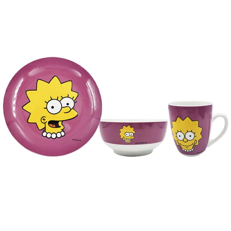 Vajilla De Porcelana Diseños Los  Simpson 12 piezas 