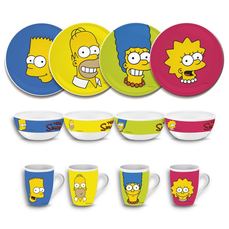 Vajilla De Porcelana Diseños Los  Simpson 12 piezas 