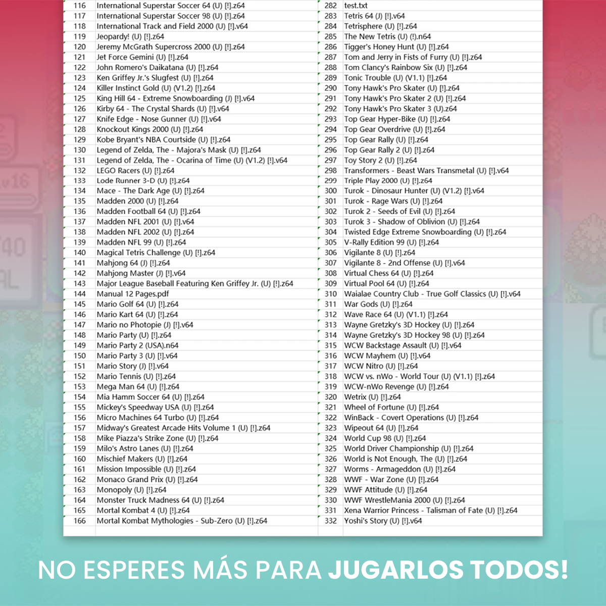 Cartucho Nintendo 64 Multi Juegos N64 16 Gb Videojuegos