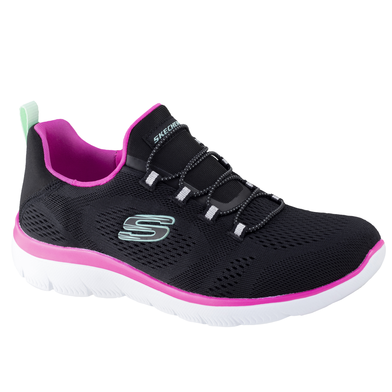 Tenis Skechers Mujer Deportivos Summits 149523 Negro Fiusha Memory Foam Original