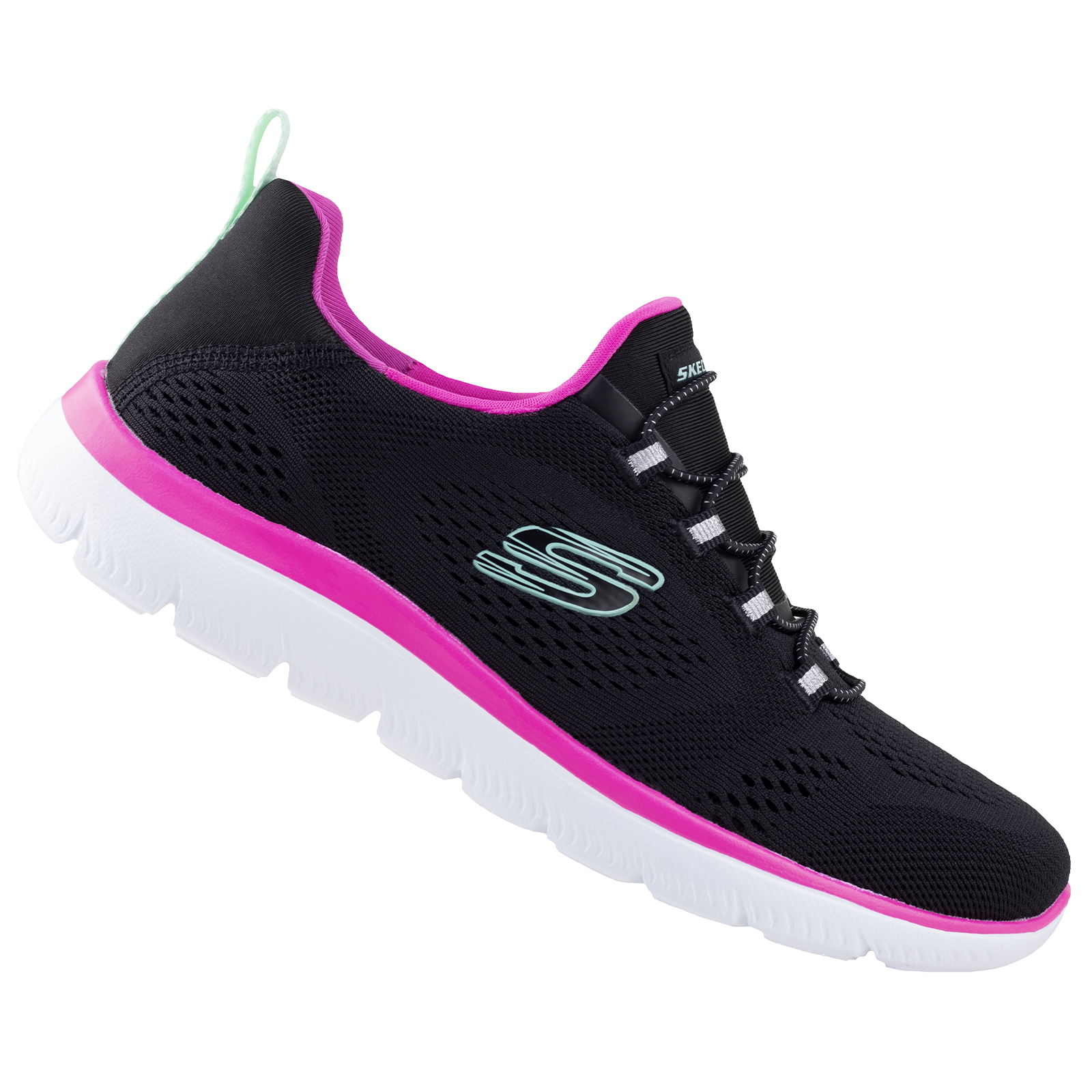 Tenis Skechers Mujer Deportivos Summits 149523 Negro Fiusha Memory Foam Original
