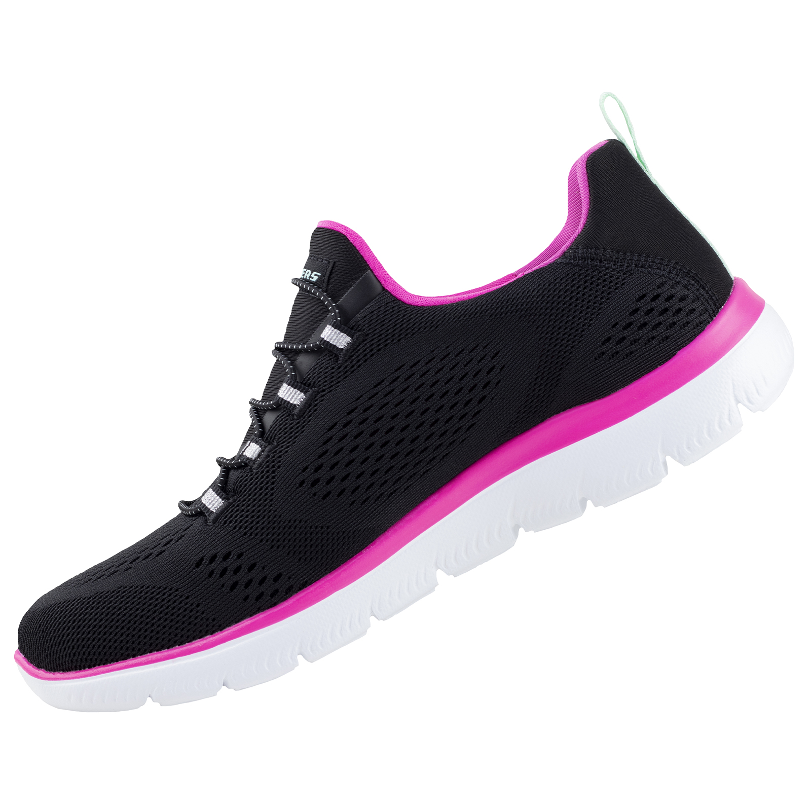 Tenis Skechers Mujer Deportivos Summits 149523 Negro Fiusha Memory Foam Original