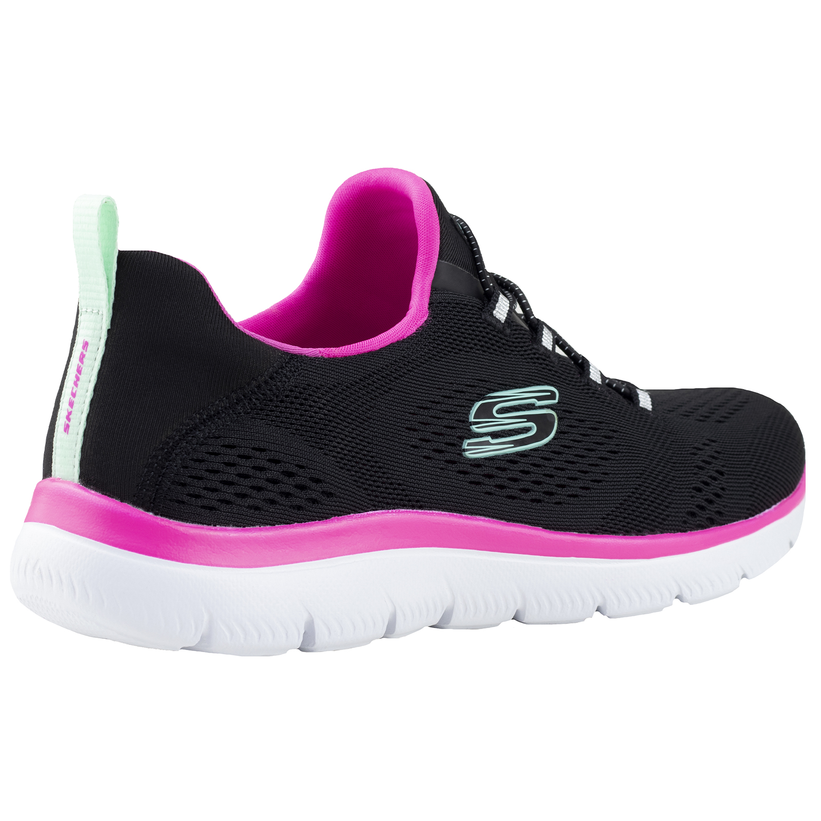 Tenis Skechers Mujer Deportivos Summits 149523 Negro Fiusha Memory Foam Original