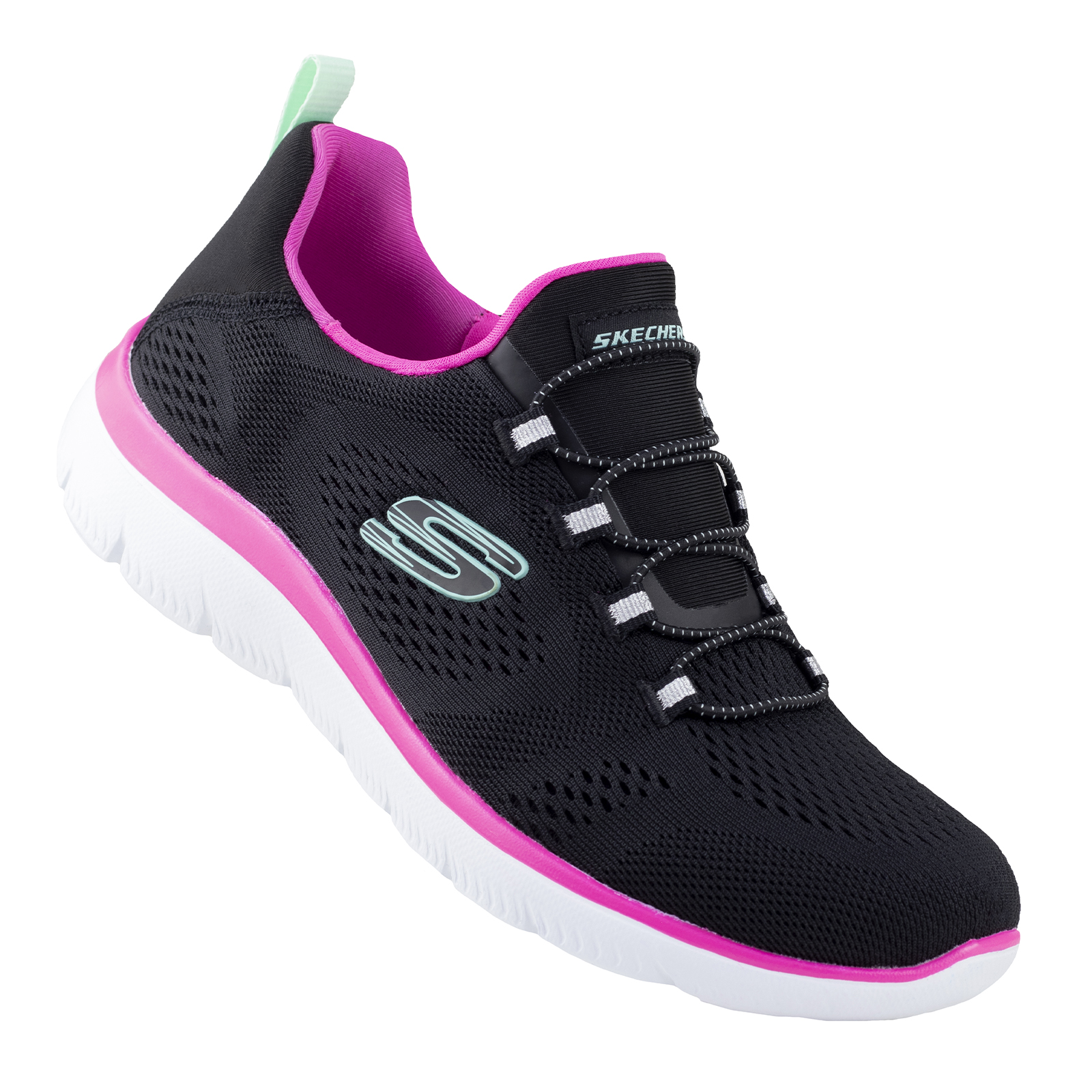 Tenis Skechers Mujer Deportivos Summits 149523 Negro Fiusha Memory Foam Original